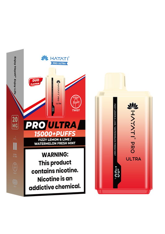 Hayati Pro Ultra 15000 Puffs Disposable Vape - Fizzy Lemon & Lime / Watermelon Fresh Mint Vape Shop Derby