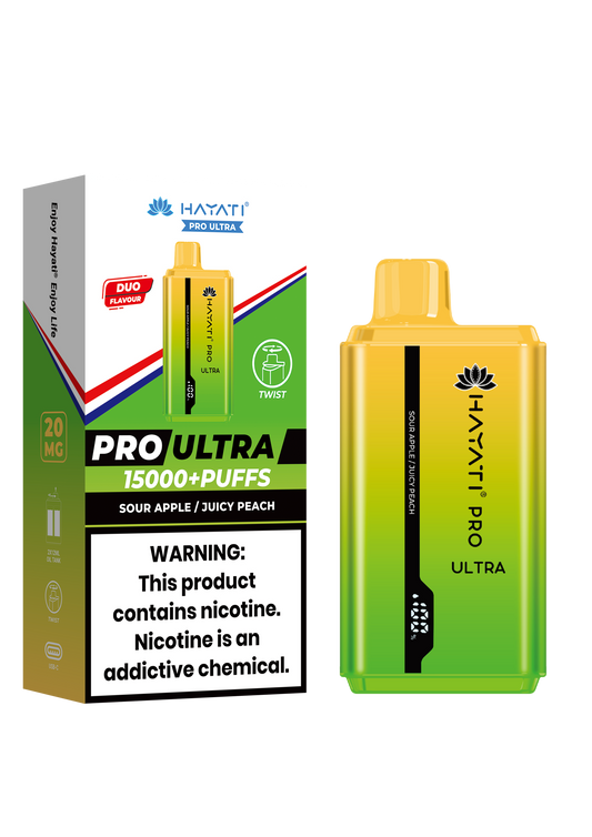 Hayati Pro Ultra 15000 Puffs Disposable Vape-Sour Apple / Juicy Peach Vape Shop Derby