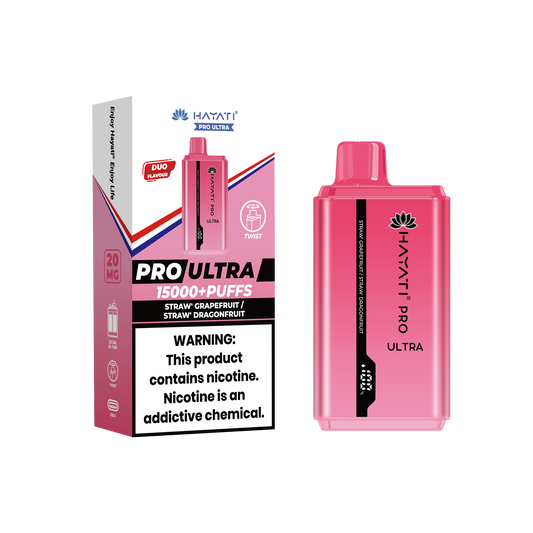 Hayati Pro Ultra 15000 Puffs Disposable Vape-Straw Grapefruit / Dragonfruit Vape Shop Derby